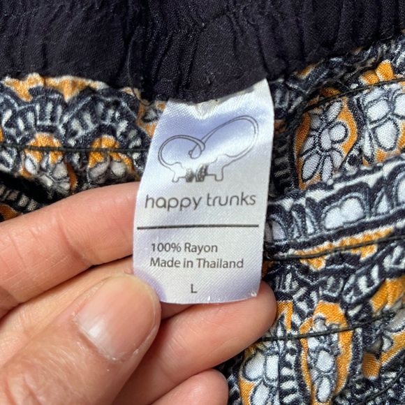 2 x $12 Happy Trunks Peacock Print Harem Boho Pants Navy Orange Size L - Picture 9 of 15